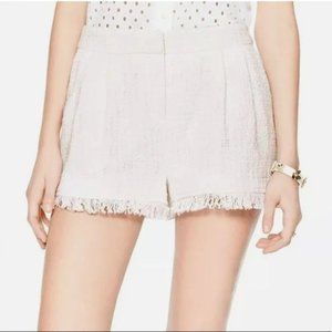 Kate Spade 'In Full Bloom' Tweed Fringe Short in White 100% Cotton